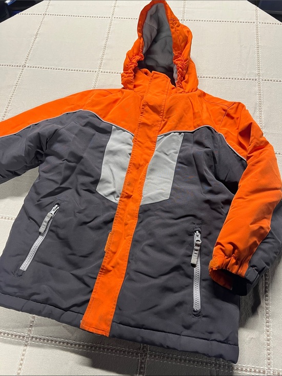 Athletech Other - Athletech Orange and Gray Colorblock Hooded Puffer Jacket